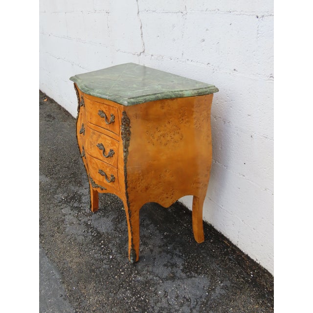 French Marble Top Bombay Serpentine Burlwood Commode Nightstand 6346 For Sale - Image 11 of 16