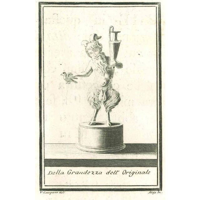 Vincenzo Aloja, Ancient Roman Statue of Satyr, Etching, 18th Century For Sale