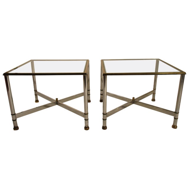 1980s Chrome and Brass Side Tables - a Pair For Sale