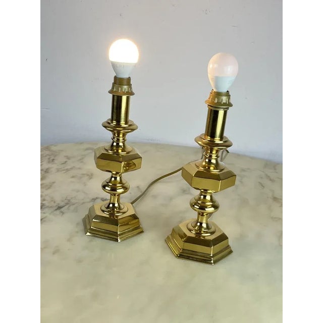 1980s Italian Brass Table Lamps, 1980s, Set of 2 For Sale - Image 5 of 10