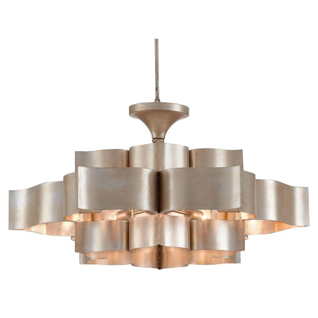2020s Currey & Company Grand Lotus Silver Large Chandelier For Sale - Image 5 of 5