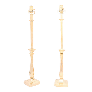 Pair of Architectural Brass Column Lamps, Hollywood Regency Style