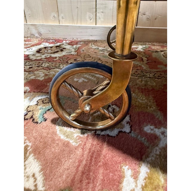 Louis XVI Style Serving Cart in Brass with Faux Marble Top, 1950s For Sale - Image 4 of 9