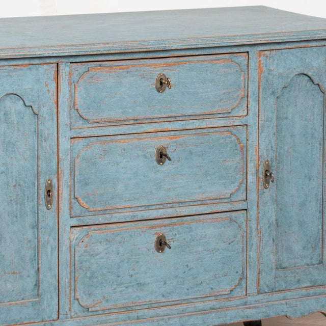 Swedish 19th Century Blue Painted Small Sideboard Console For Sale - Image 9 of 16