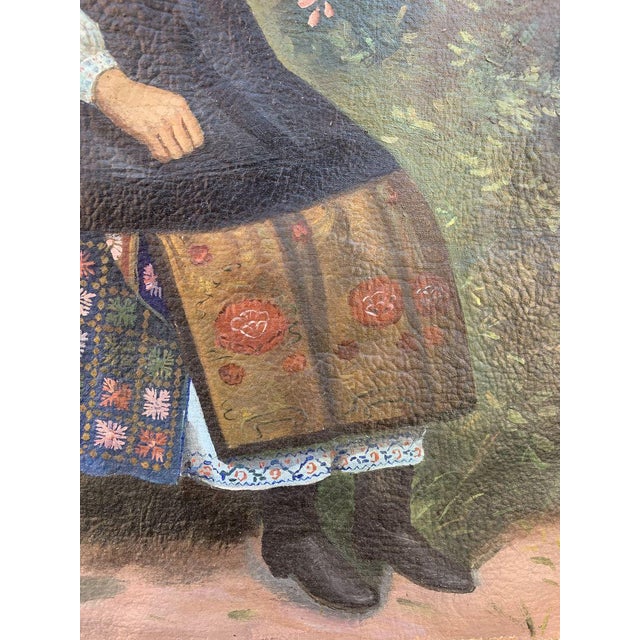 1990s Oil Painting Waiting for the Groom For Sale - Image 10 of 11