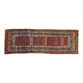 1890s Antique Armenian Karabagh Boteh Panel Wool Rug Runner For Sale