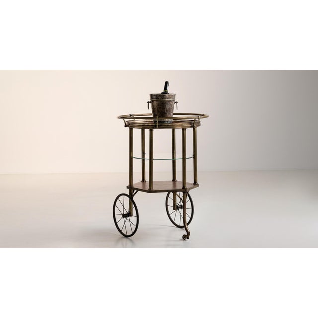 1960s French Brass & Glass Bar Cart For Sale - Image 9 of 10