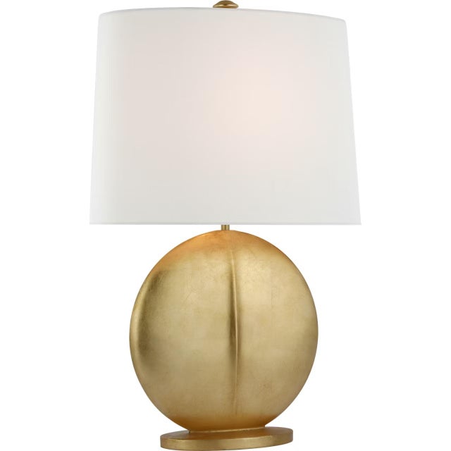 Modern AERIN by Visual Comfort Signature Mariza Medium Table Lamp in Gild with Linen Shade For Sale - Image 3 of 3