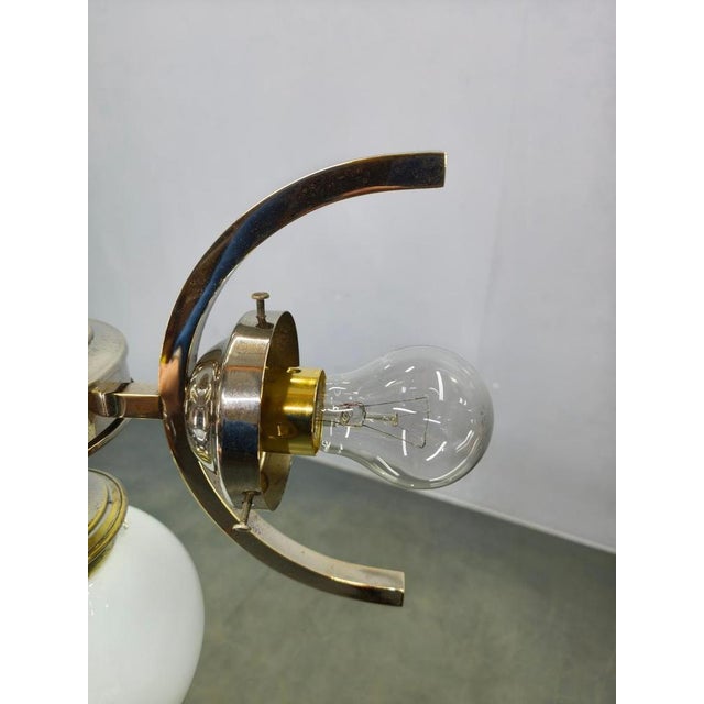 Art Deco Nickel and Glass Pendant Light, 1930s For Sale - Image 14 of 15