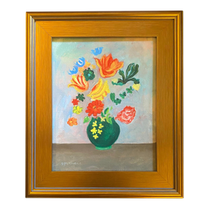 Contemporary Flowers With No Stems Oil Painting.
