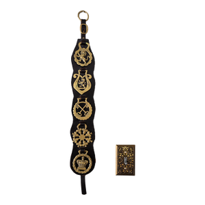 English Equestrian Five Horse Brass Leather Bridle Strap