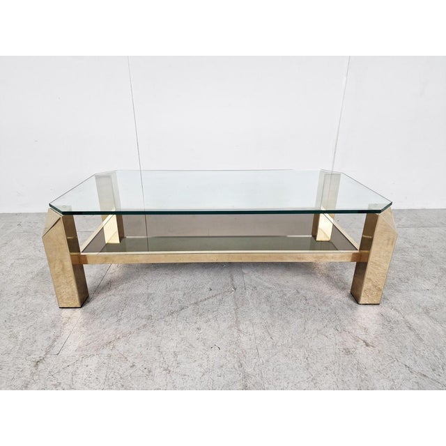 Hollywood Regency Vintage Golden Coffee Table, 1970s For Sale - Image 3 of 12