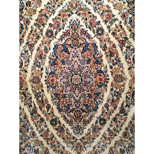 Vintage Nain Area Rug, Hand-Knotted Wool & Silk, Garden of Paradise Pattern, 4x7, Ivory & Blue For Sale In Chicago - Image 6 of 12