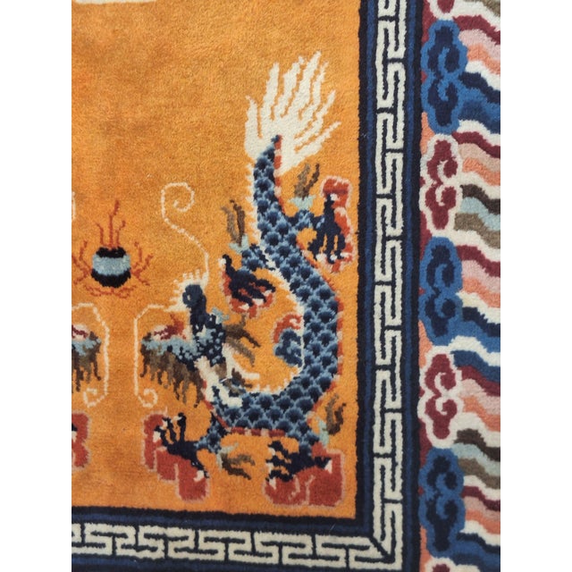 Chinoiserie Vintage Chinese Dragon Rug, Hand Knotted Wool Tibetan Style Chinoiserie Accent Rug 5'8" X 3' For Sale - Image 3 of 9