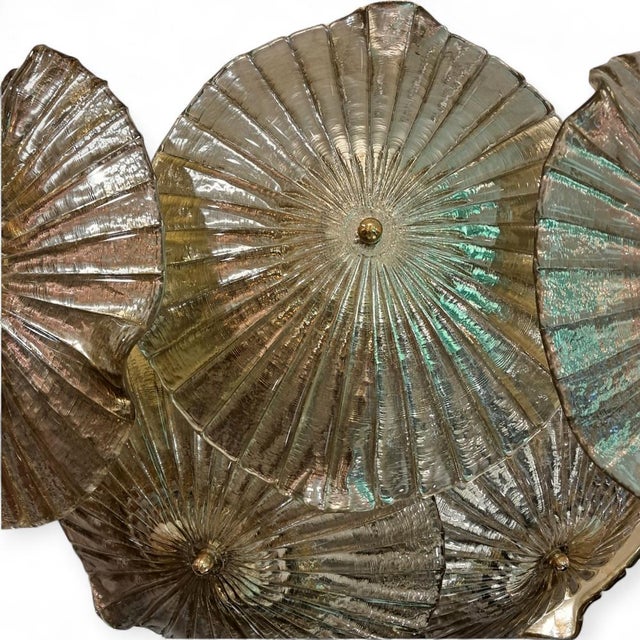 Mid-Century Modern Golden Murano Glass Water Lily Lamp, 1970s For Sale - Image 3 of 5