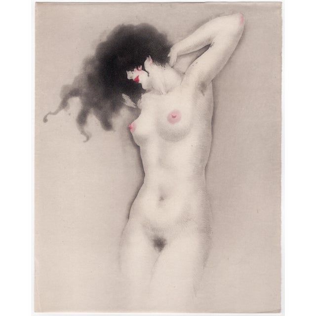 Louis icart (1888 - 1950) very large areola (aréole très large) from "the life of breasts" original colour etching and...