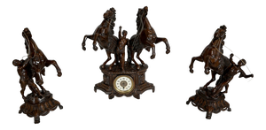 Horses Fireplace Set in the style of G. Coustou, Set of 3