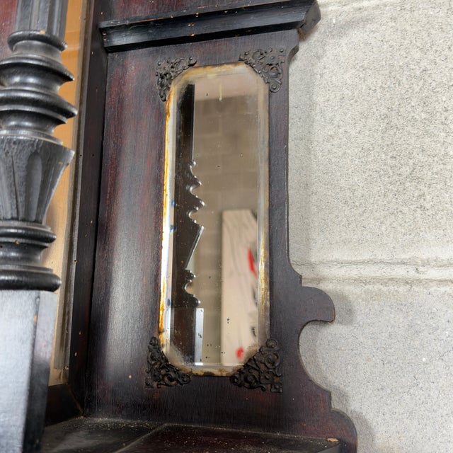 Early 20th Century Antique Wooden Mechanical Pendulum Wall Clock with Mirrors For Sale - Image 10 of 13