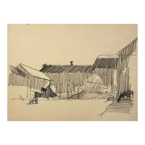 1940s Norman Kent Farmyard Drawing
