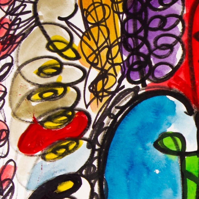 Conversations — Abstract Expressionist Drawing, Oil Markers and Acrylics on Paper, 18 × 24 In For Sale - Image 4 of 9
