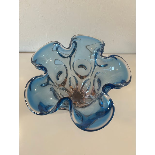 Late 20th Century Amber to Blue Art Glass Vase For Sale - Image 4 of 6