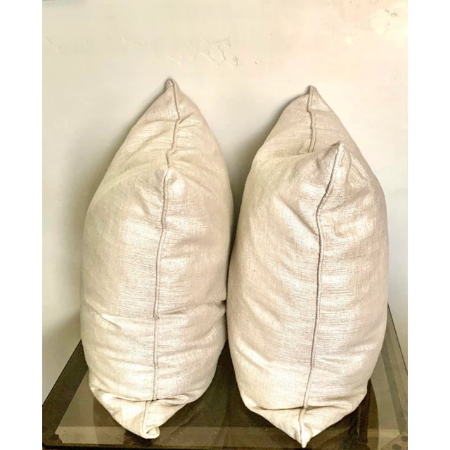 Early 21st Century Champagne Gold Metallic Soft Large Pillows - a Pair For Sale - Image 5 of 7