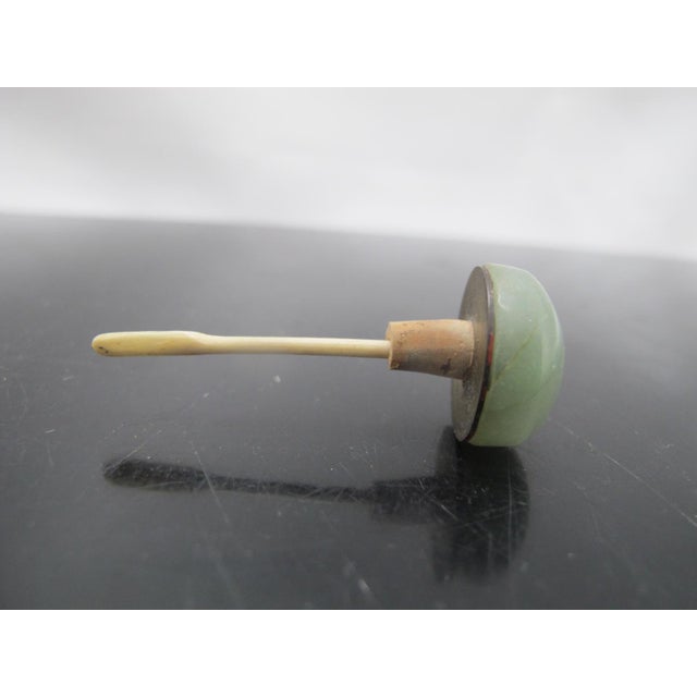 Chinese Hand Etched Figural & Script Gourd Snuff Bottle With Jade Green Stopper For Sale - Image 9 of 14