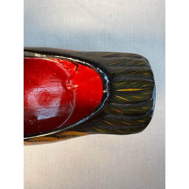 Forest Green Mid 20th Century Folk Art Style Painted Duck Dish For Sale - Image 8 of 11