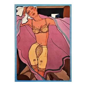 1969 French Mid-Century Lingerie Advertisement Print by Antonio Lopez