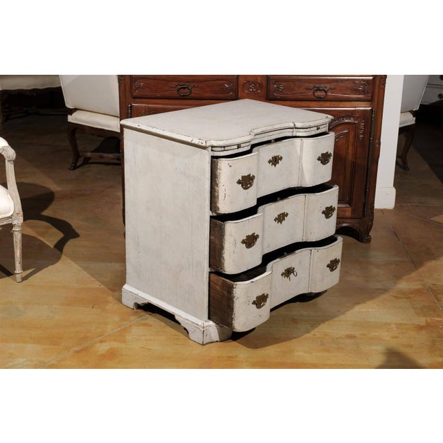Wood Danish Mid 18th Century Three-Drawer Painted Wood Commode with Serpentine Front For Sale - Image 7 of 11