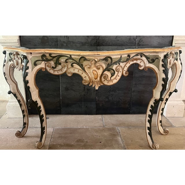 19th Century Rococo Style Italian Console Table Marble Top For Sale - Image 11 of 18
