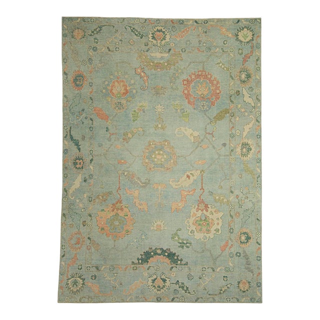 Turkish Oushak Rug 8'8" x 12'3" For Sale