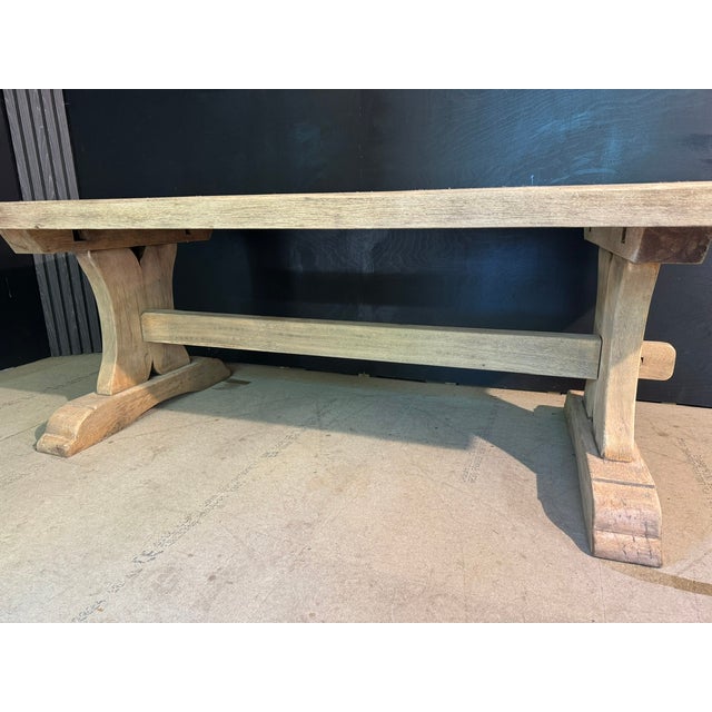 French Bleaching Oak Farmhouse Dining Table, 1925 For Sale - Image 15 of 18