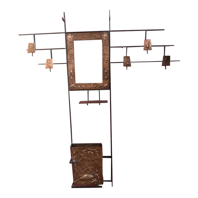 1950s Hall Tree Coat Hat Rack Brutalist Mid Century For Sale