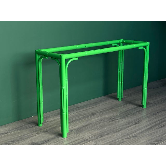 Late 20th Century Late 20th Century Faux Bamboo High Gloss Green Lacquered Console For Sale - Image 5 of 16