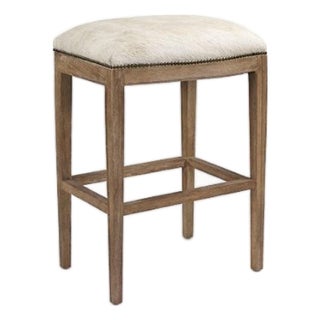 Cora Nailhead Bar Stool - Soft Brown Cowhide For Sale