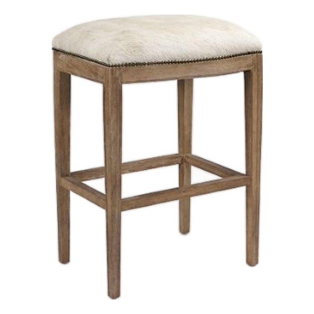 Cora Nailhead Bar Stool - Soft Brown Cowhide For Sale