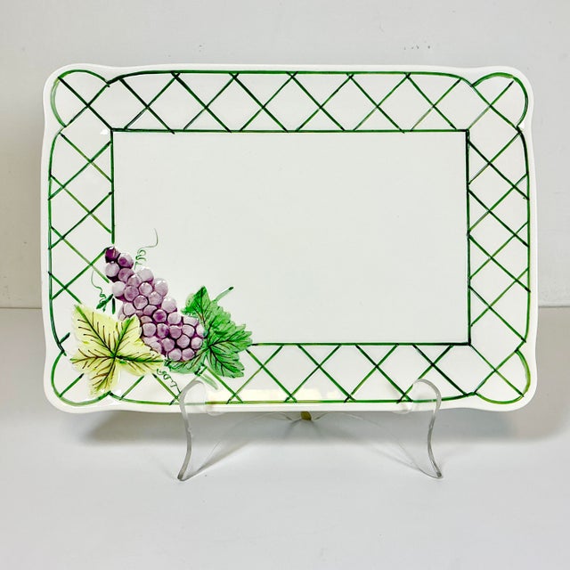 Hollywood Regency 1984 Vintage Boho Chic Hollywood Regency Grape Cluster Ceramic Serving Tray or Platter. For Sale - Image 3 of 14