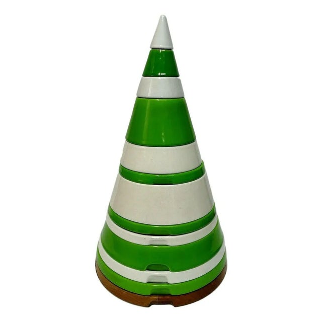 Stackable service "cone" in ceramic, production Franco Pozzi Gallarate for Pierre Cardin on design by Ettore Sottsass rare...