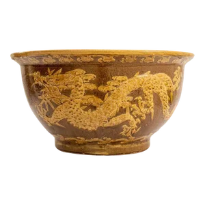 Chinese Dragon Motif Ochre Jardiniere