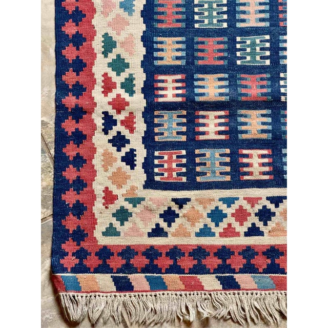 Textile Vintage Wool Kilim Rug with Geometric Comb Pattern, 1970s For Sale - Image 7 of 10