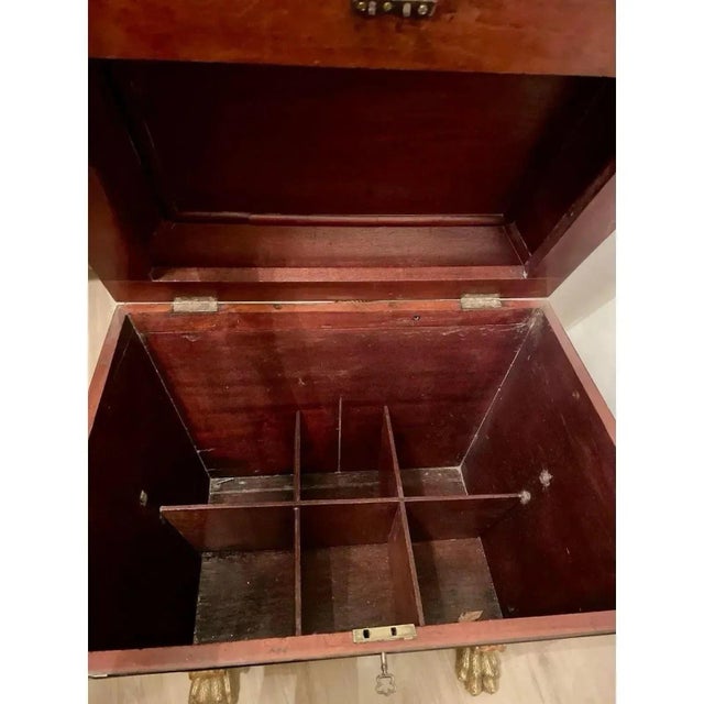 Traditional 1820’s Rare Antique Regency Satinwood Cellarette Bar Cabinet With Gilt-Wood Paw Feet For Sale - Image 3 of 8