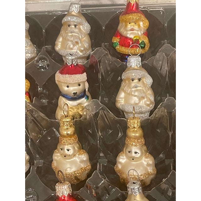 Cute set of 24 small Christmas ornaments figurines Handpainted Mercury glass.