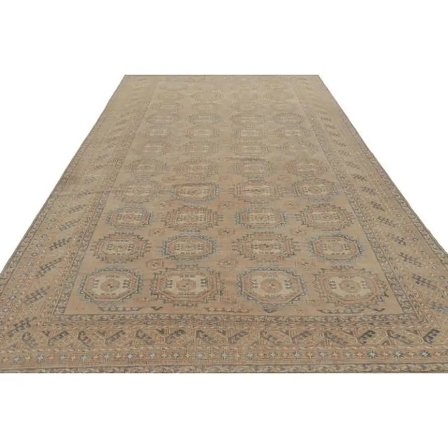1950s Vintage Ersari Rug in Beige-Brown and Blue With Geometric Patterns by Rug & Kilim For Sale - Image 5 of 7