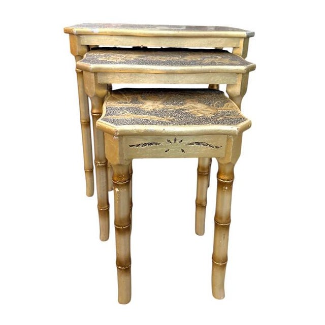 Mid 20th Century Vintage Faux Bamboo Monkey Nesting Tables – Set of Three For Sale - Image 5 of 9