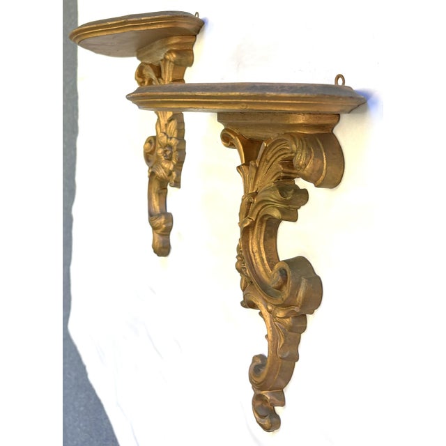 Mid 20th Century Syroco Wood Wall Brackets- A Pair For Sale - Image 9 of 14