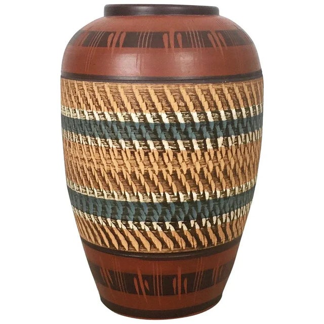 Large Vintage Handmade Ceramic Pottery Floor Vase, Germany, 1960s For Sale - Image 10 of 10