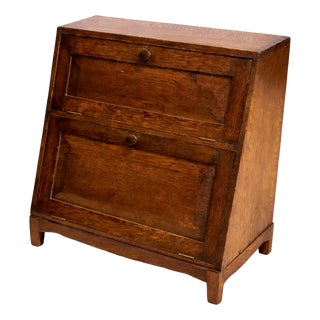 Vintage Oak Drop Front Record Cabinet, 1950s For Sale