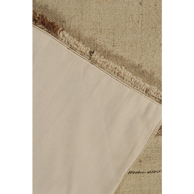 1950s 11x15 Vintage Kilim Rug in Beige, Brown Paneled Style, Striped Pattern For Sale - Image 5 of 6