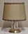 Vintage Nachtmann Table Lamp with Cut Crystal Glass Base in a Brass Mount and Fabric Shade, 1980s, in Very Good...
